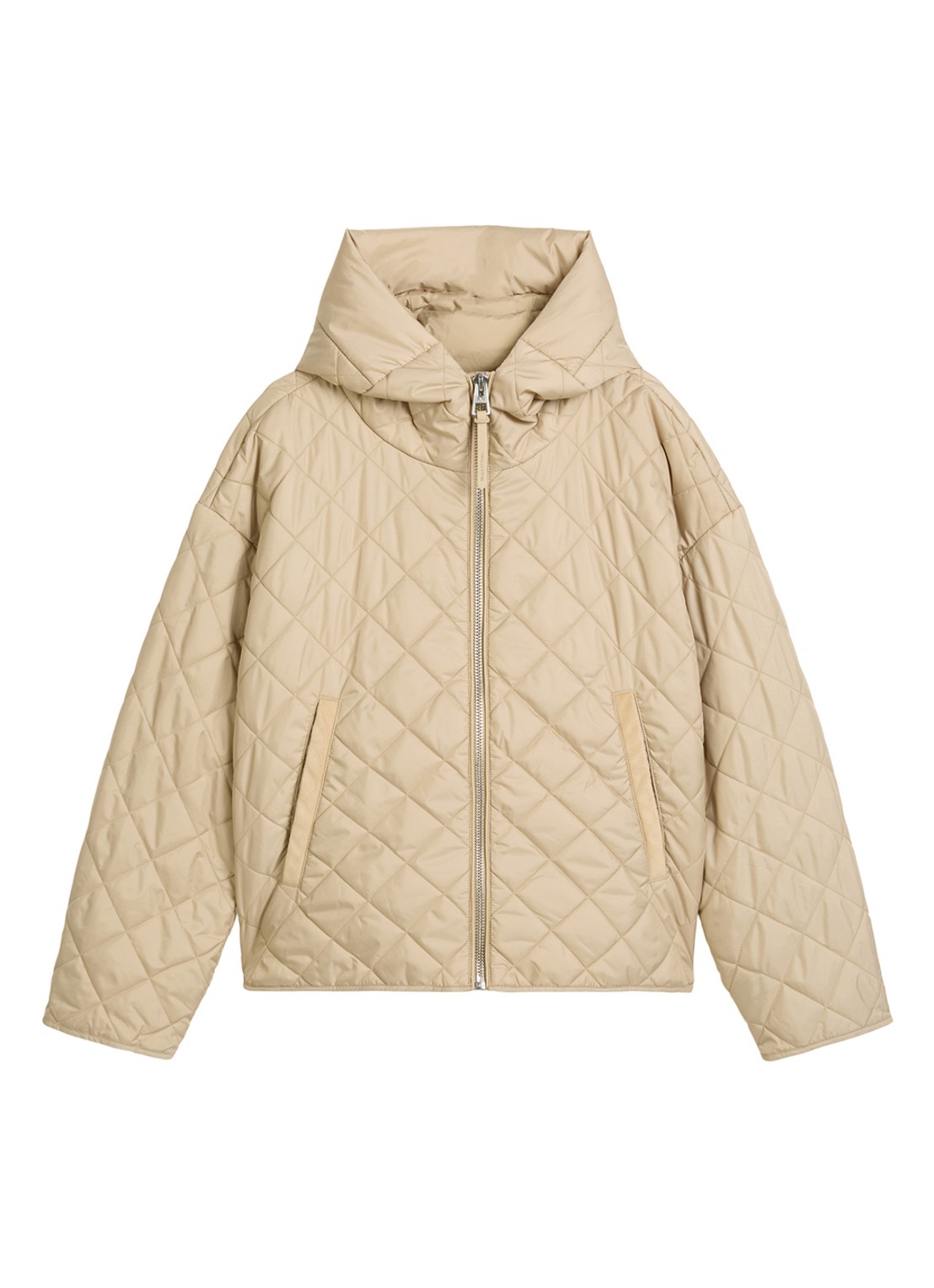 Marc O'Polo Gewatteerde jas met ruitdessin - voorkant 4 beige
