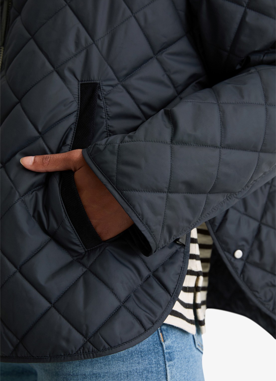 Marc O'Polo Gewatteerde jas met ruitdessin - detail 4 donkerblauw