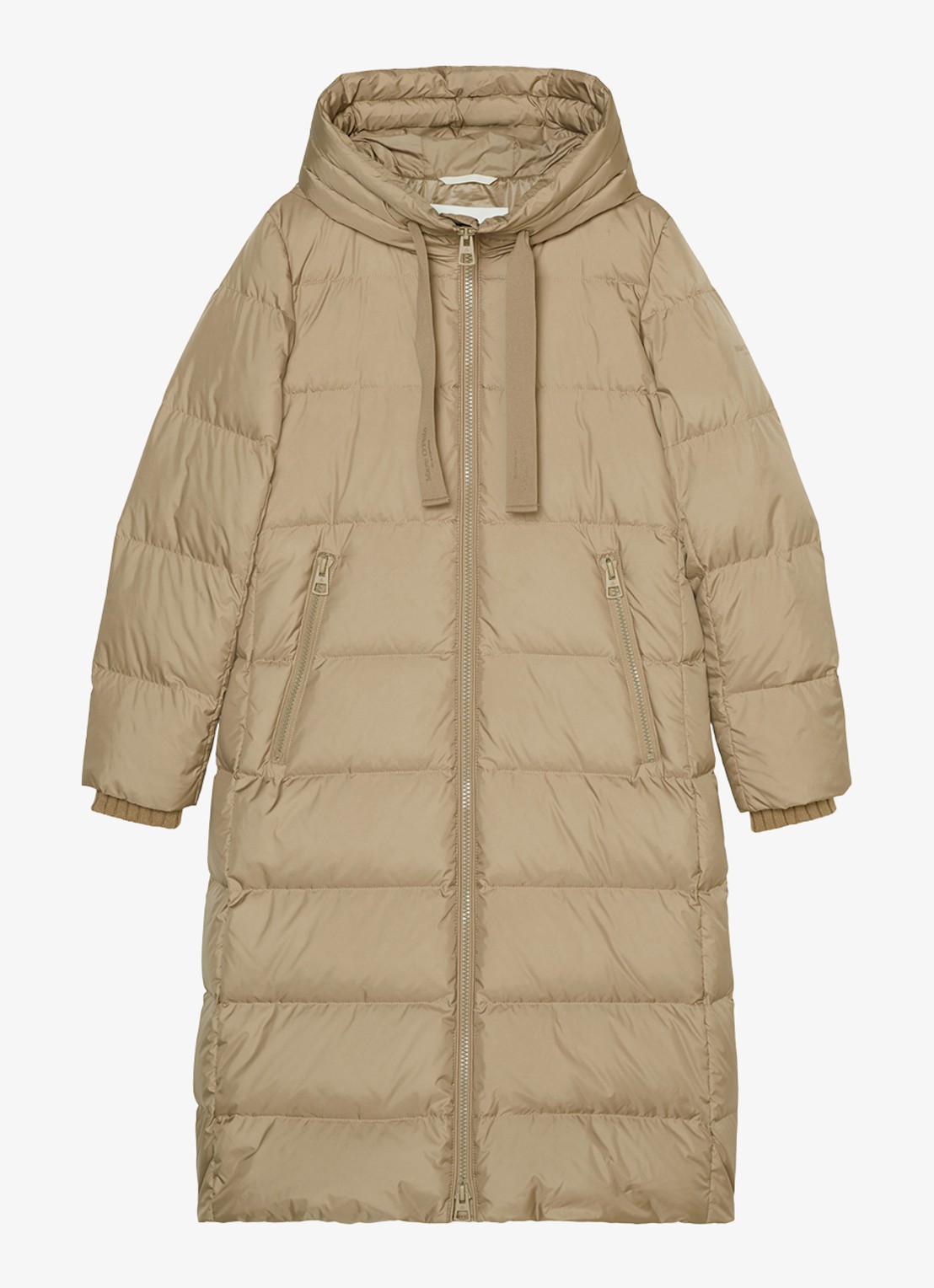Marc O'Polo Gewatteerde parka met donsvulling en trekkoord - voorkant 3 beige