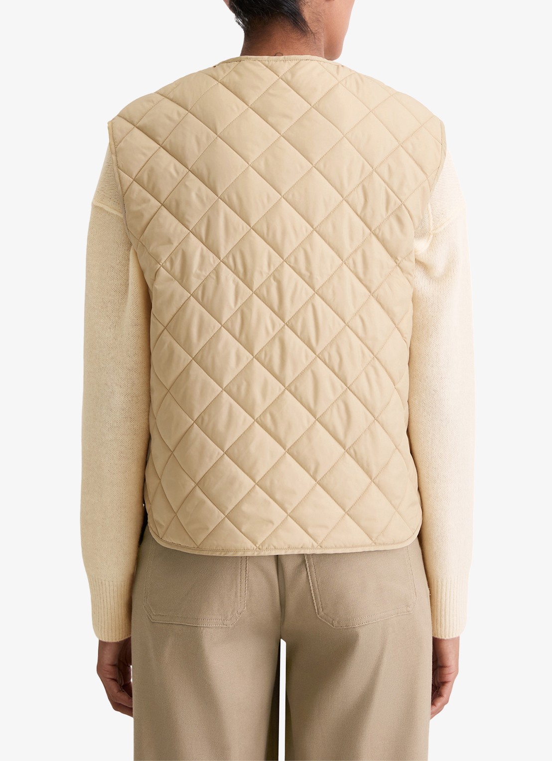 Marc O'Polo Gilet met ruitdessin - achterkant 3 beige
