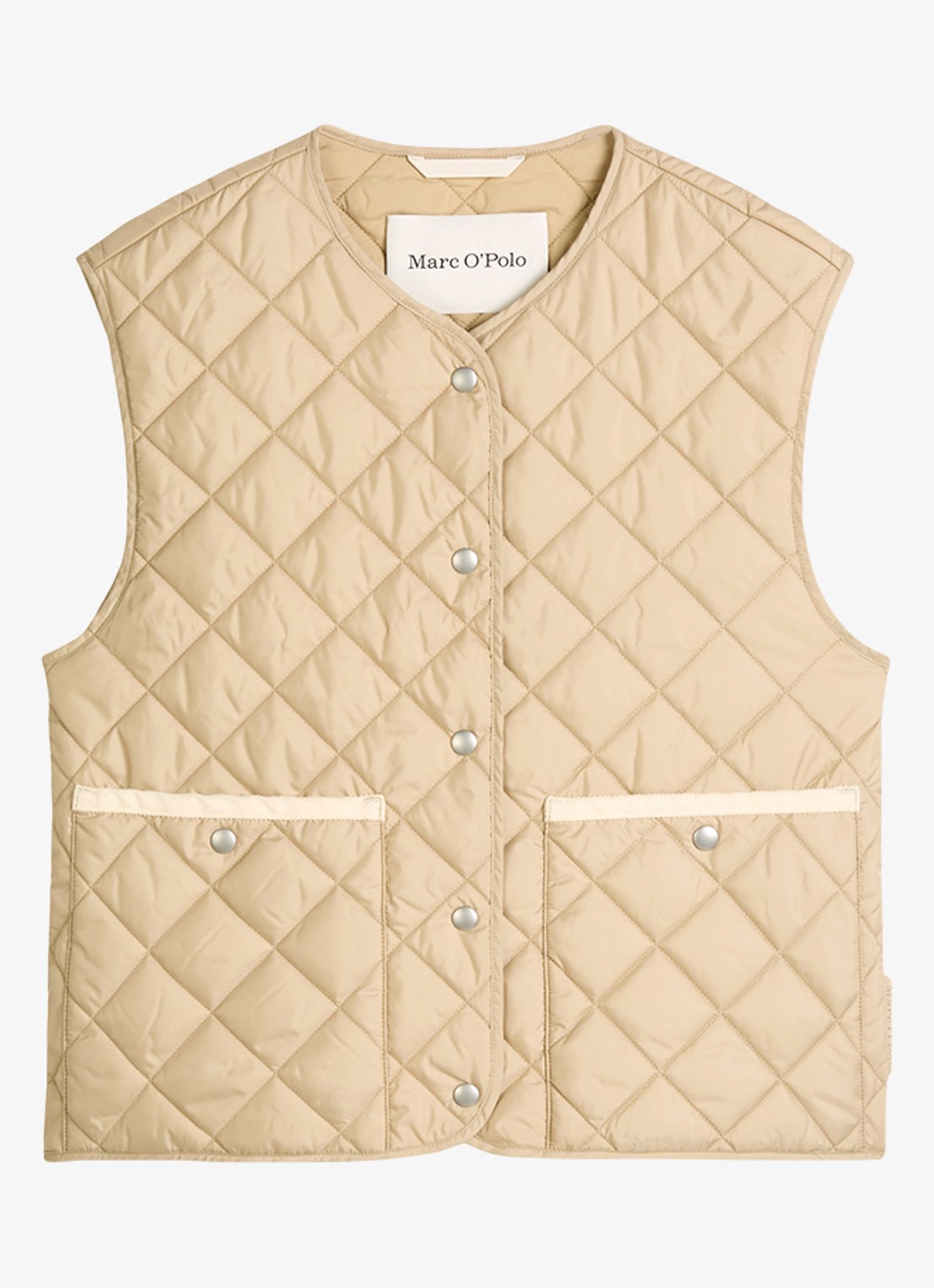 Marc O'Polo Gilet met ruitdessin - voorkant beige