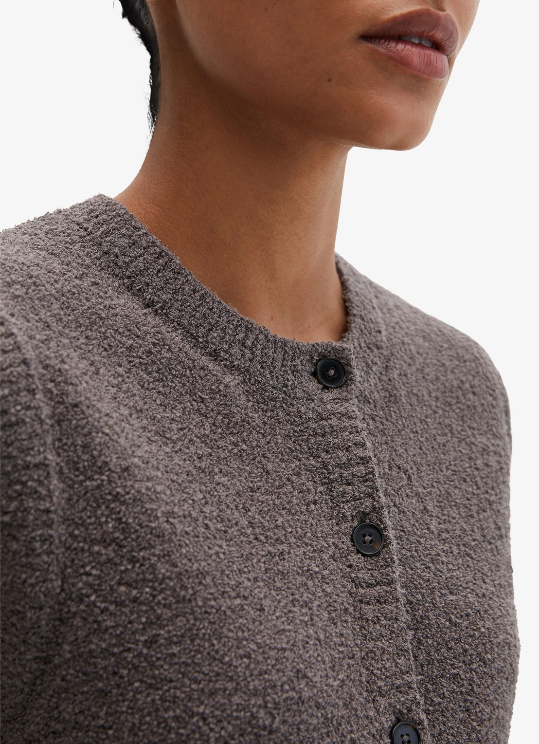 Marc O'Polo Gilet met structuur en ronde hals - detail 2 lichtbruin