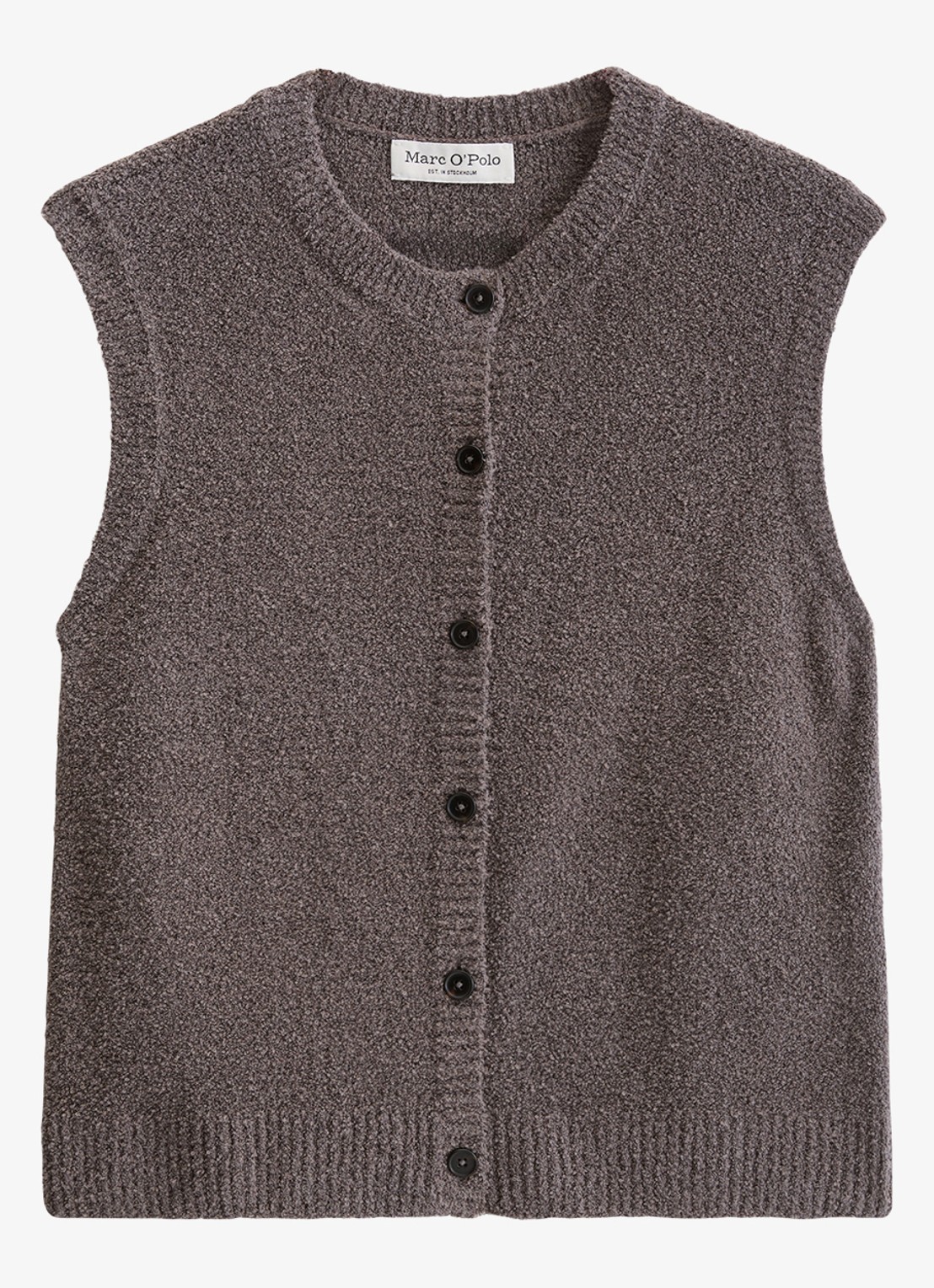 Marc O'Polo Gilet met structuur en ronde hals - voorkant 4 lichtbruin