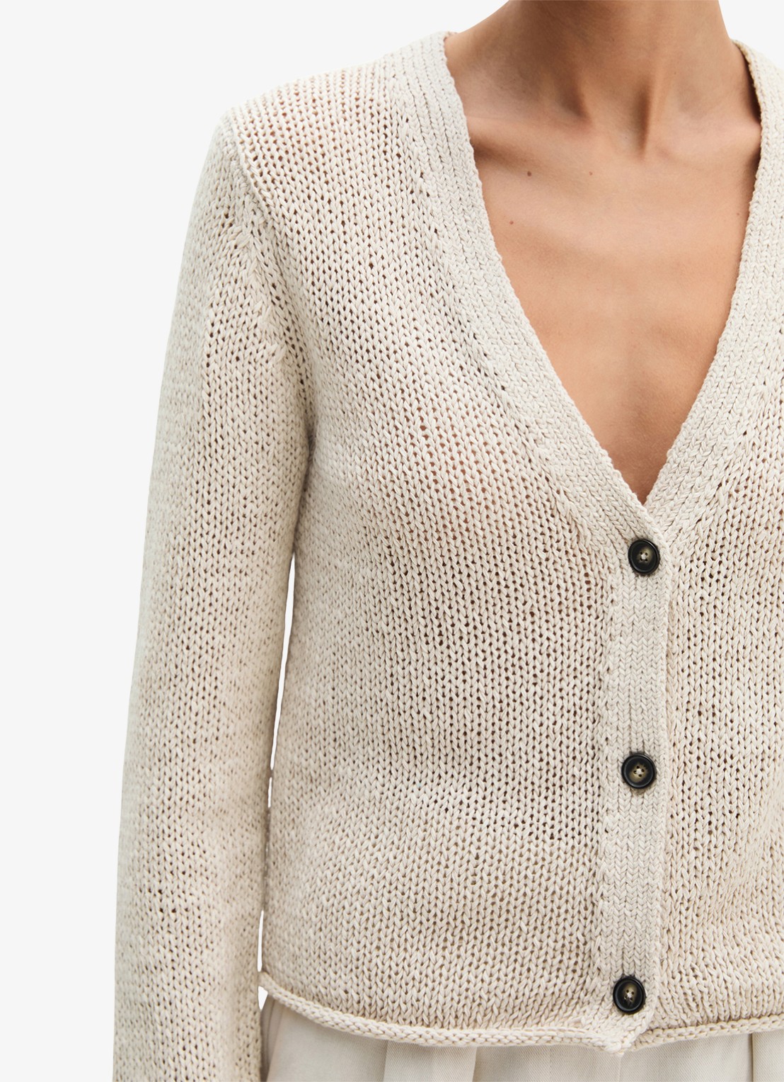 Marc O'Polo Grofgebreid vest in katoenblend - detail 2 creme