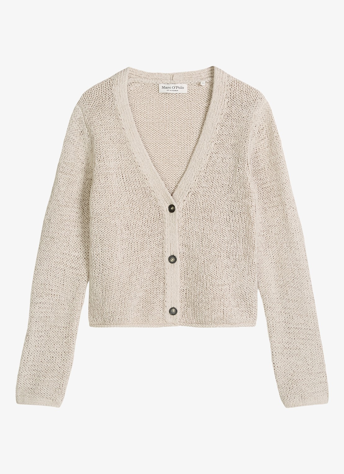 Marc O'Polo Grofgebreid vest in katoenblend - voorkant 3 creme