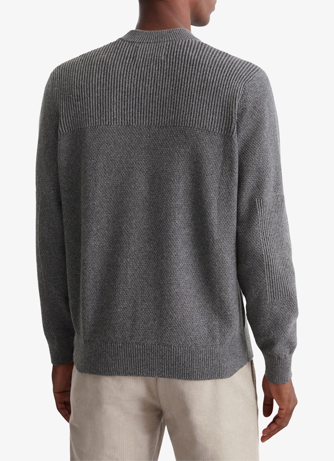 Marc O'Polo Grofgebreid vest in scheerwolblend - achterkant 3 graphite grey melange-969 / grijs