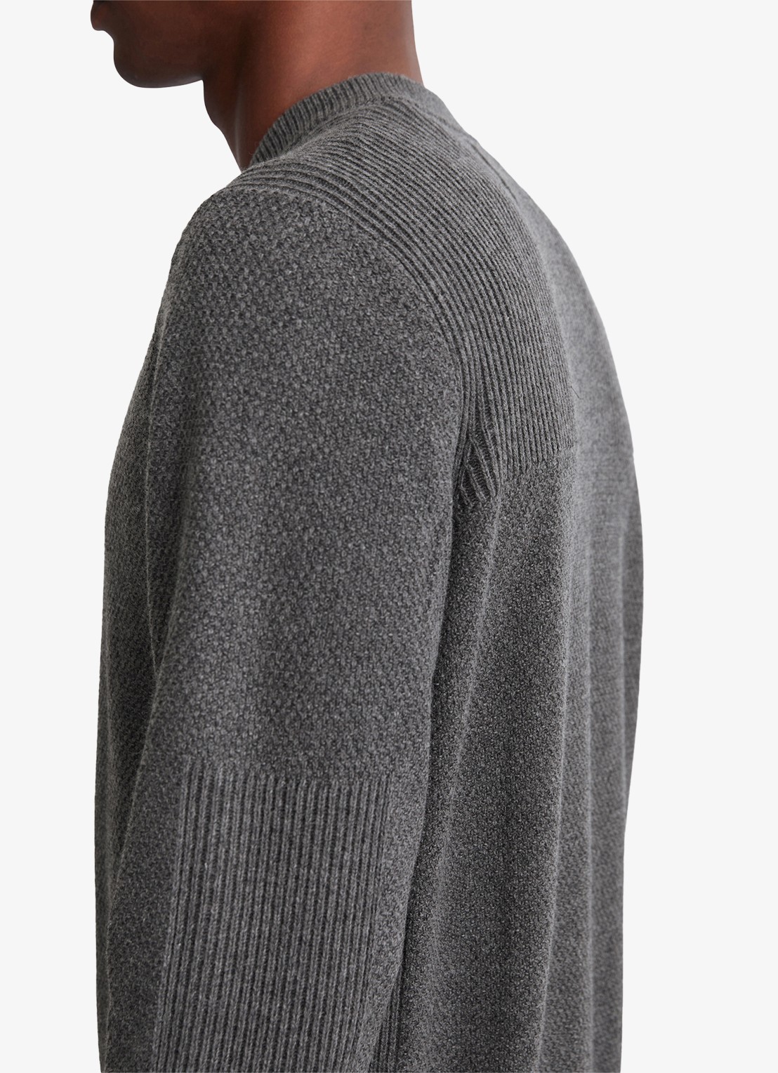 Marc O'Polo Grofgebreid vest in scheerwolblend - detail 4 graphite grey melange-969 / grijs
