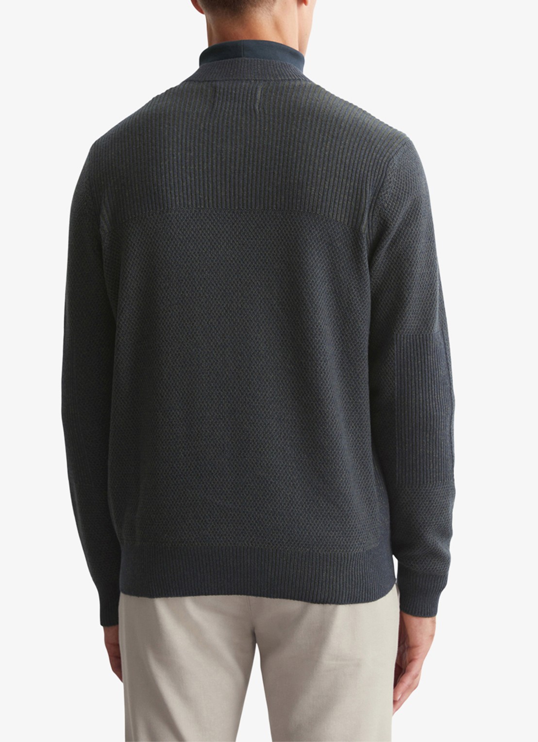 Marc O'Polo Grofgebreid vest in scheerwolblend - achterkant donkerblauw