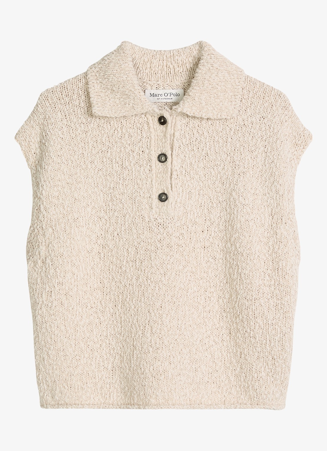 Marc O'Polo Grofgebreide mouwloze top  - voorkant 4 beige