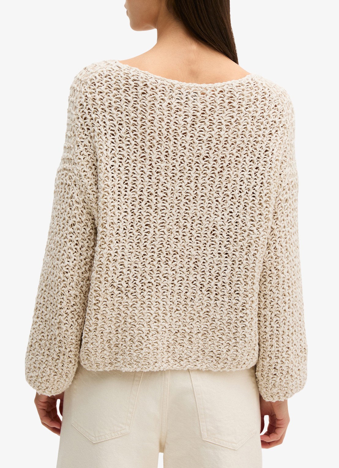 Marc O'Polo Grofgebreide trui met ronde hals - achterkant beige