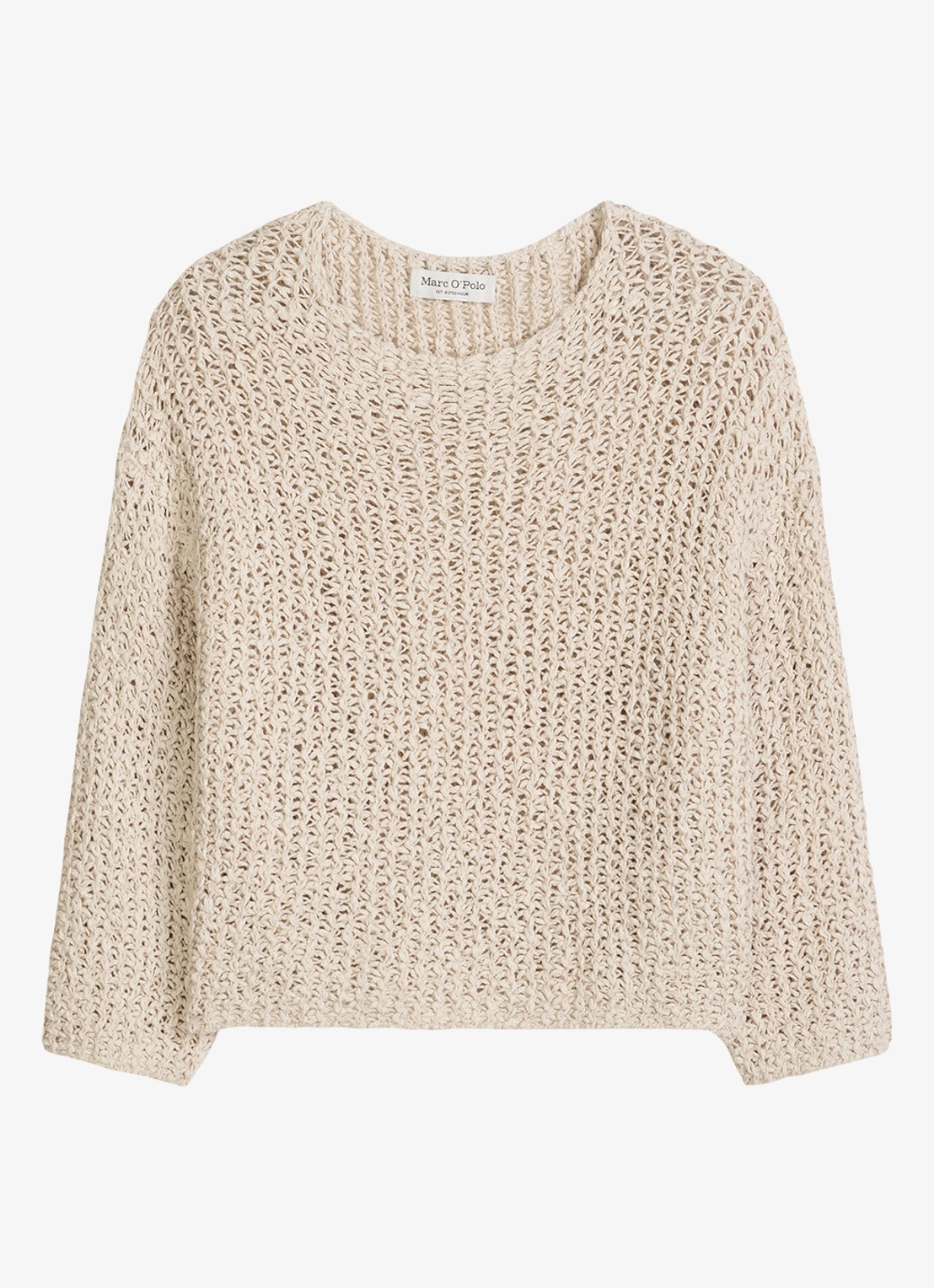 Marc O'Polo Grofgebreide trui met ronde hals - voorkant 2 beige