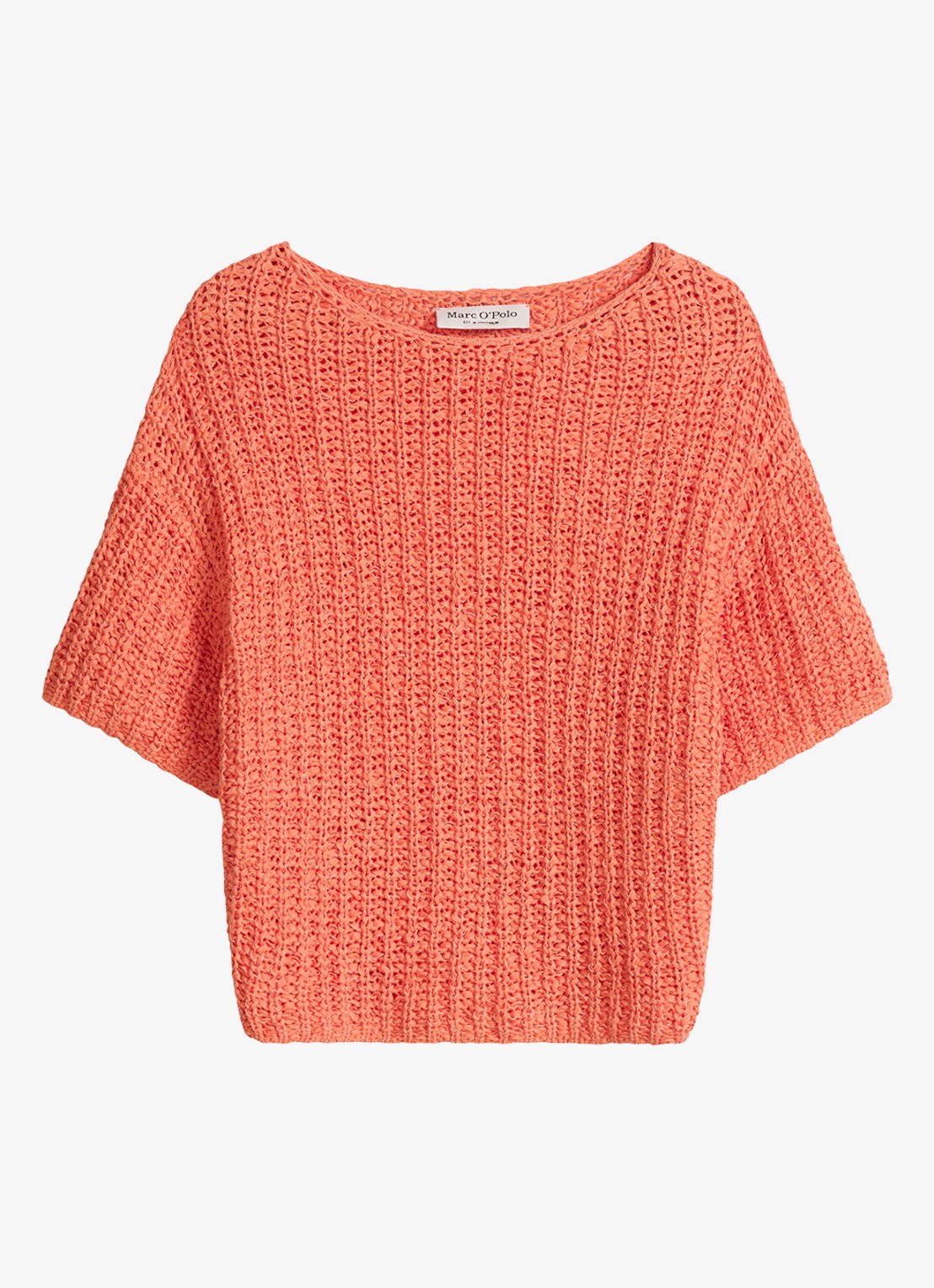 Marc O'Polo Grofgebreide trui met ronde hals - voorkant 4 warm orange-9326 / oranje