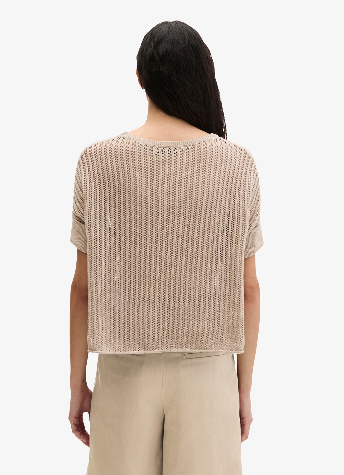 Marc O'Polo Grofgebreide trui met ronde hals - achterkant 5 sandpaper-2326 / beige