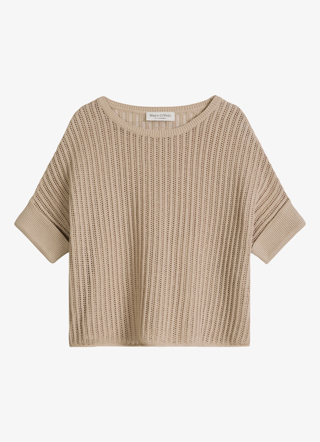 Marc O'Polo Grofgebreide trui met ronde hals - voorkant 3 sandpaper-2326 / beige
