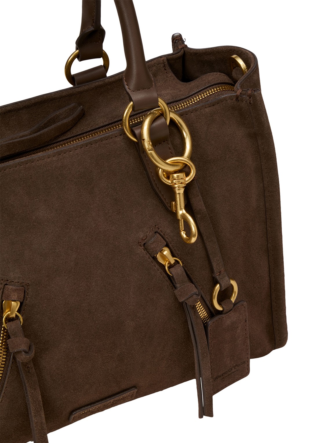 Marc O'Polo Handtas van leer - detail 4 donkerbruin