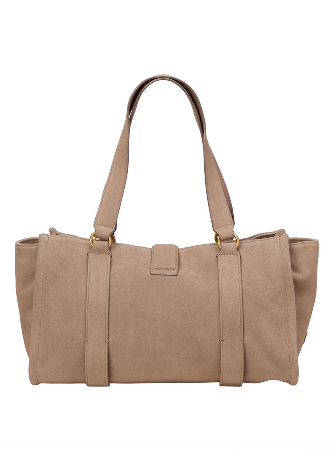 Marc O'Polo Handtas van suède met gespdetail - achterkant 4 beige