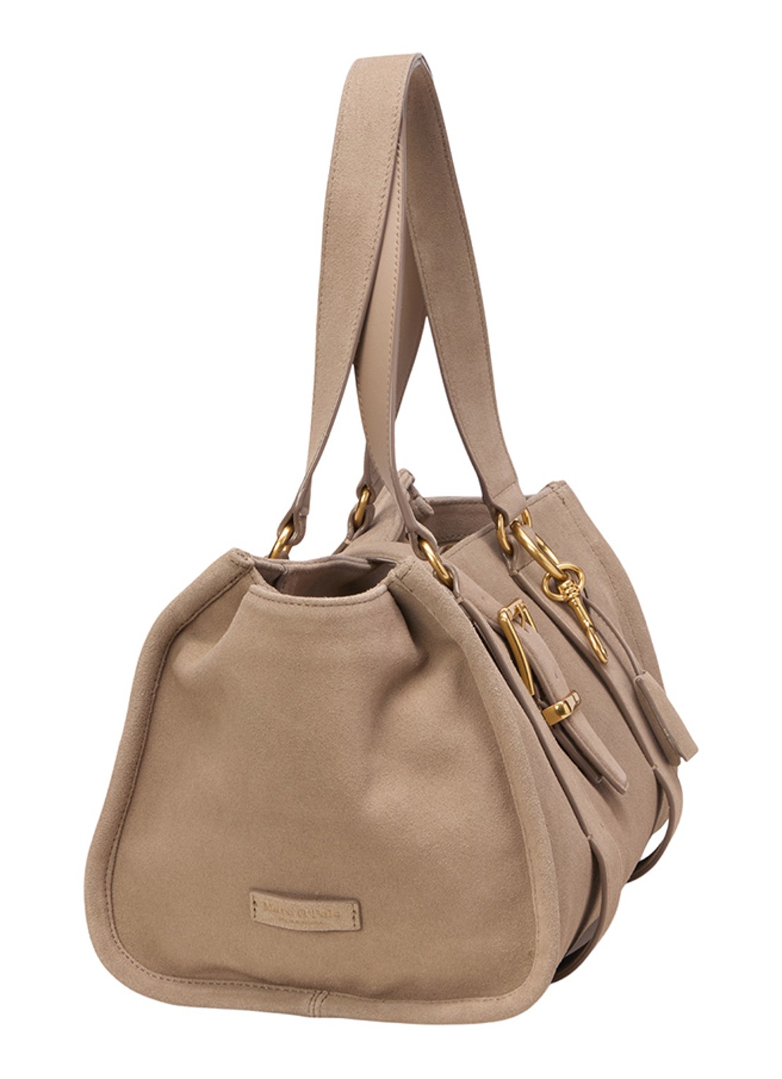 Marc O'Polo Handtas van suède met gespdetail - detail beige