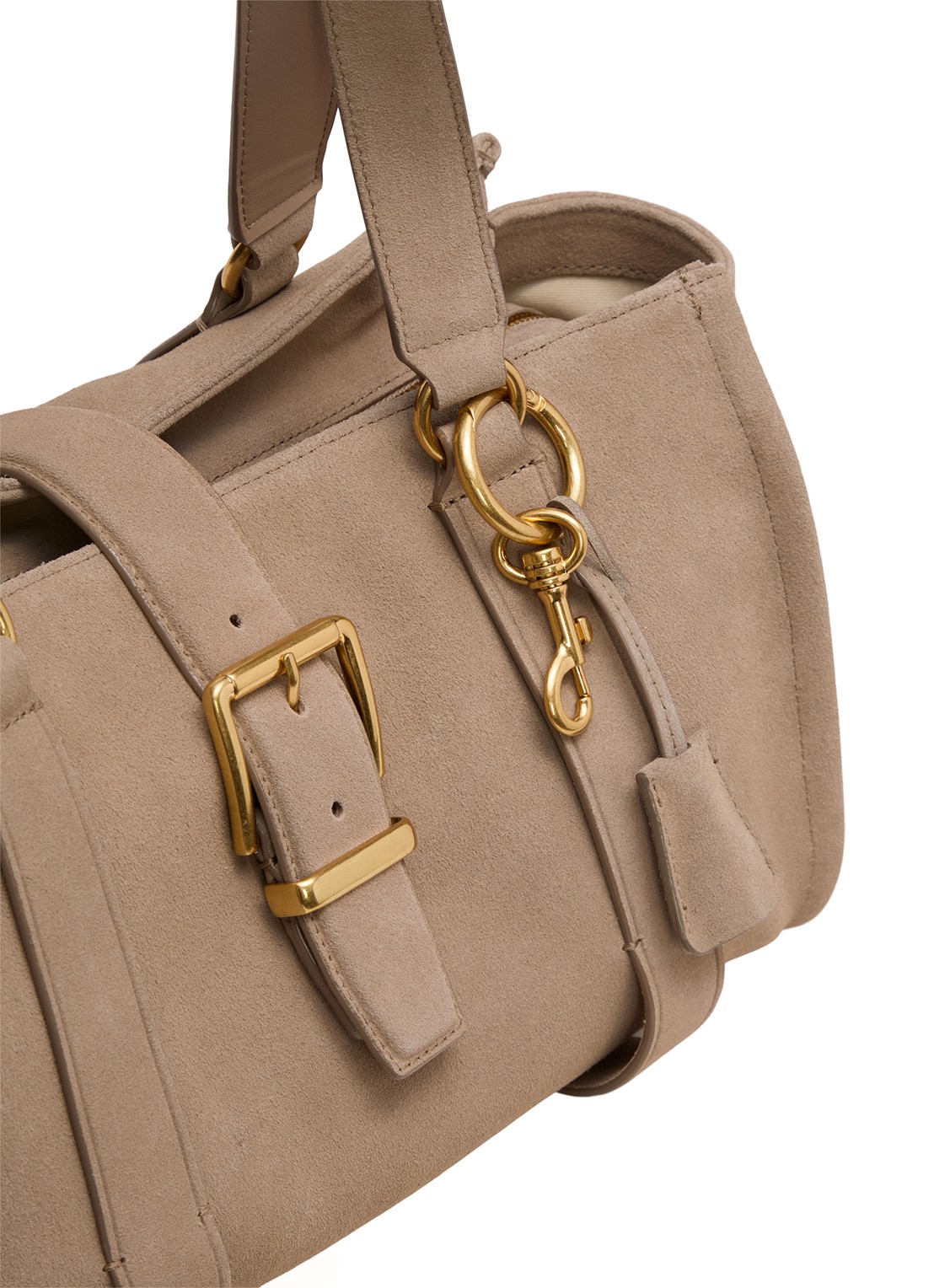 Marc O'Polo Handtas van suède met gespdetail - detail 2 beige