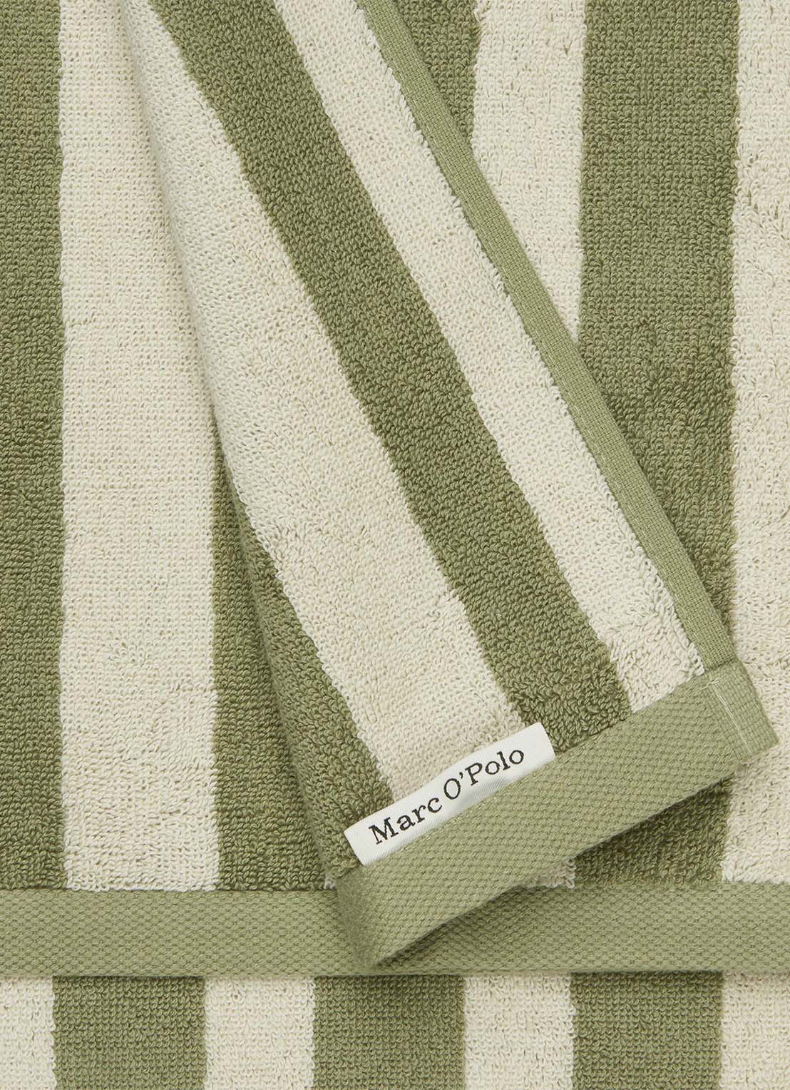 Marc O'Polo Heritage handdoek van  katoen badstof - achterkant 6 olijfgroen