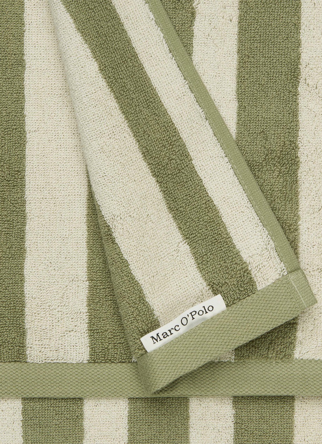 Marc O'Polo Heritage handdoek van  katoen badstof - achterkant 7 olijfgroen