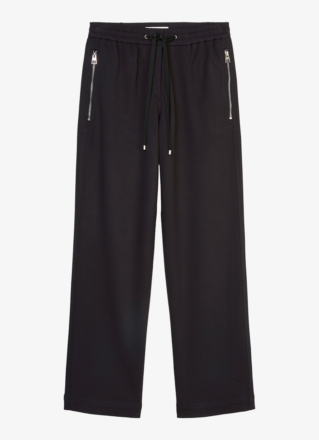 Marc O'Polo High waist straight fit pantalon met ritszakken - voorkant 4 zwart