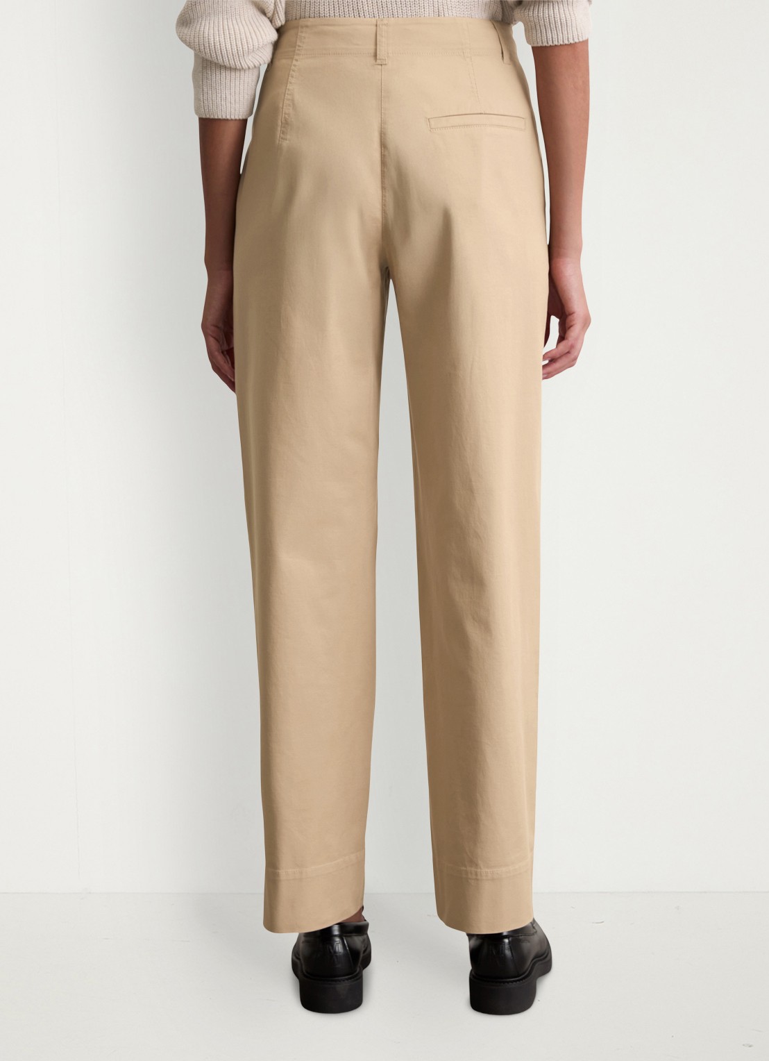 Marc O'Polo High waist straight fit pantalon met steekzakken - achterkant beige