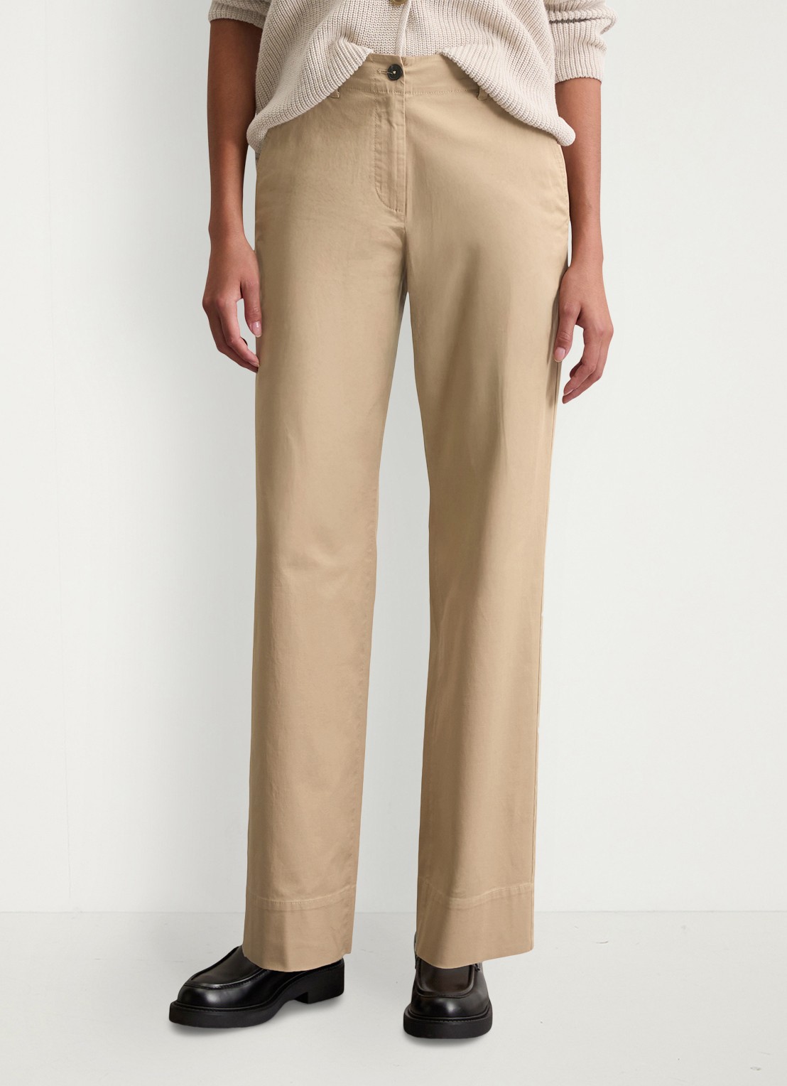 Marc O'Polo High waist straight fit pantalon met steekzakken - detail 2 beige