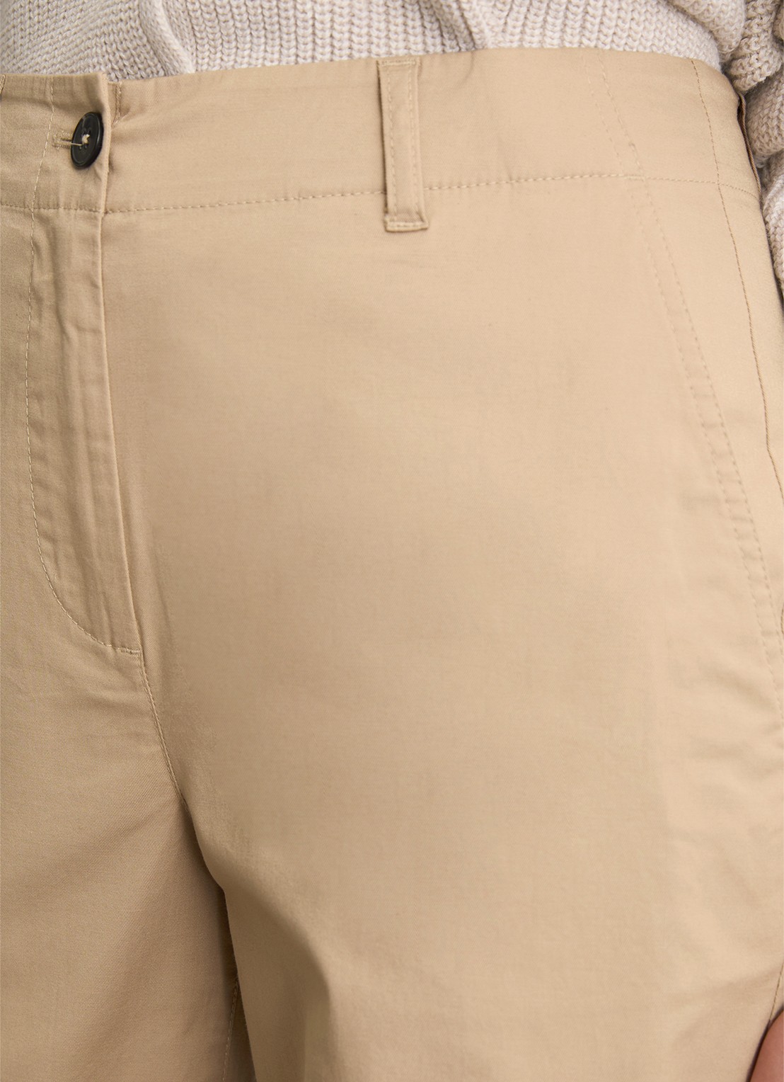 Marc O'Polo High waist straight fit pantalon met steekzakken - detail 3 beige