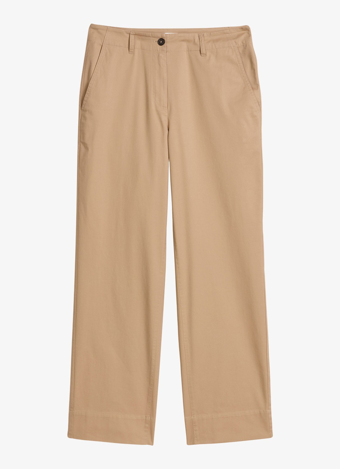Marc O'Polo High waist straight fit pantalon met steekzakken - voorkant 4 beige