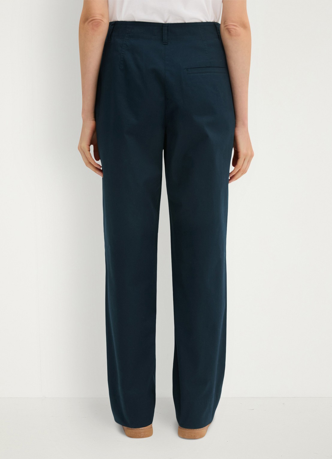 Marc O'Polo High waist straight fit pantalon met steekzakken - achterkant donkerblauw