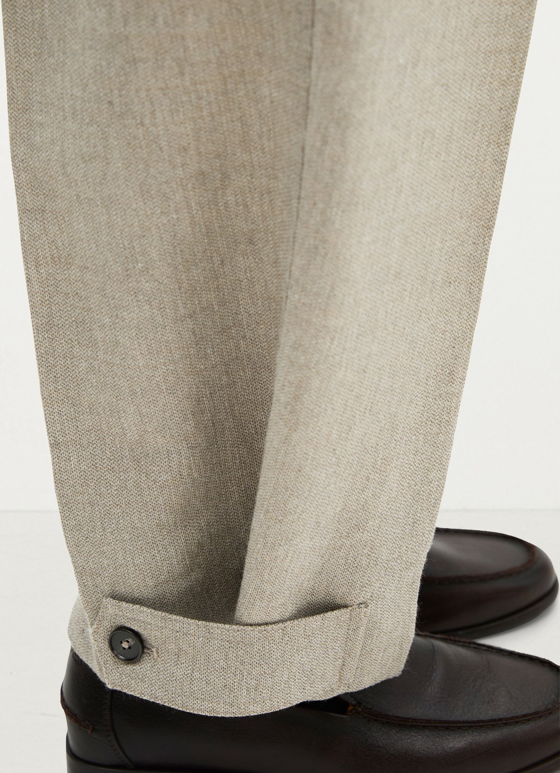Marc O'Polo High waist tapered fit pantalon met steekzakken - detail 4 taupe