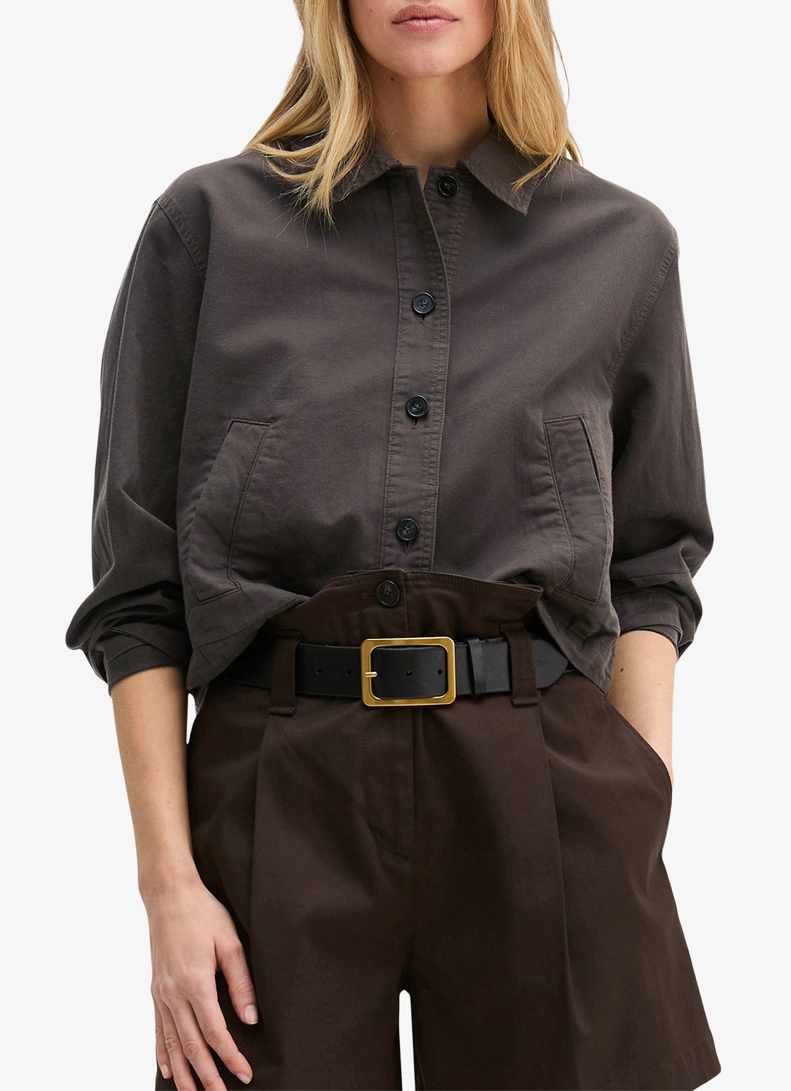 Marc O'Polo Jack in lyocell blend met steekzakken - detail 2 bruin
