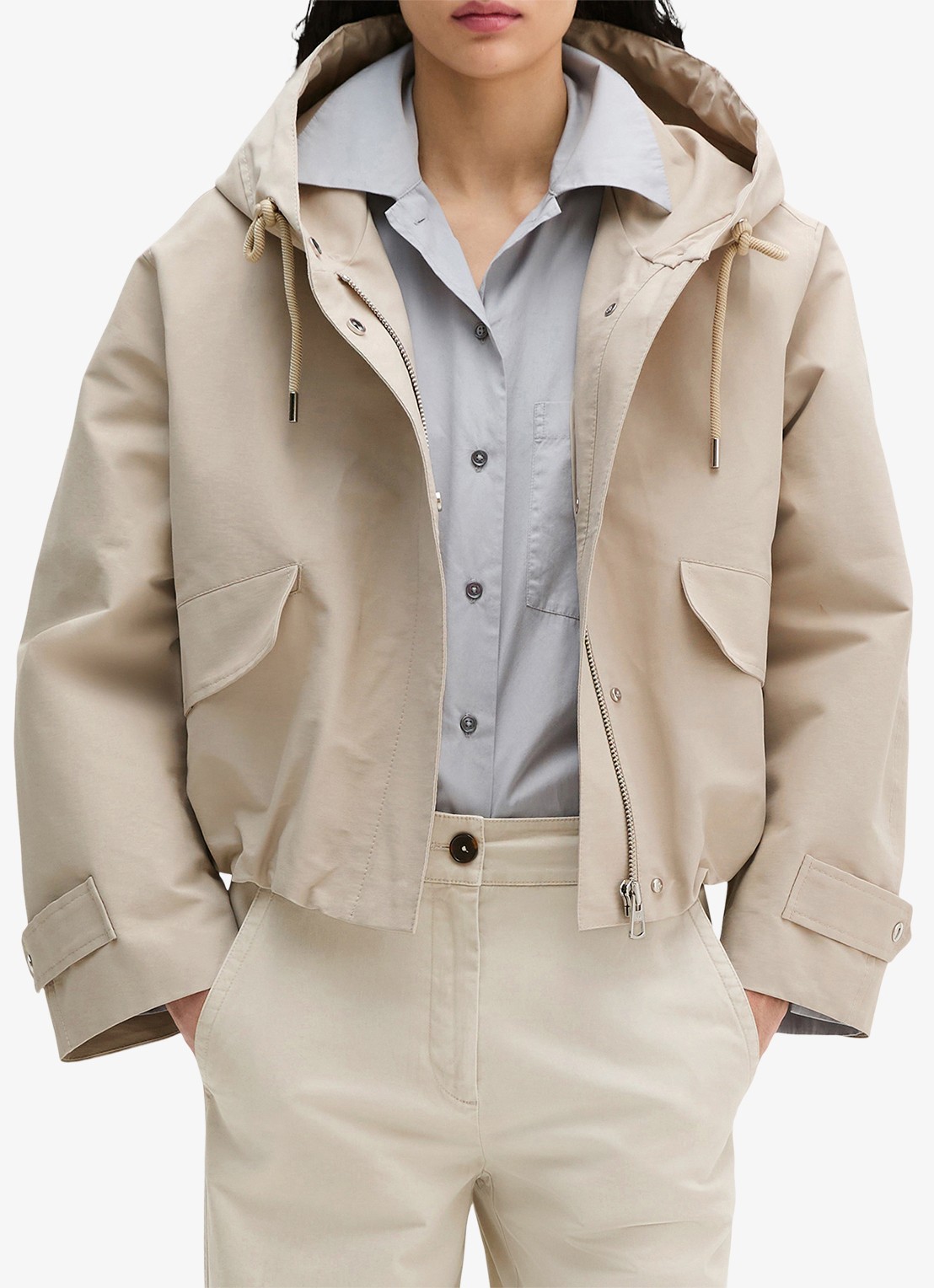 Marc O'Polo Jack met klepzakken en capuchon - detail 2 beige