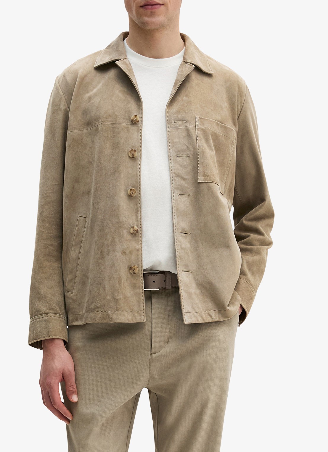 Marc O'Polo Jack van suède met steekzakken - detail 4 taupe