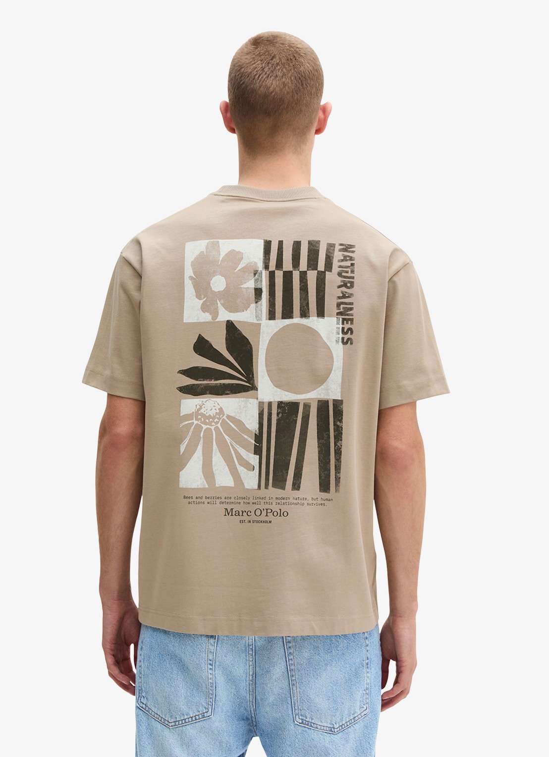 Marc O'Polo Jersey T-shirt met logo- en backprint - achterkant 5 charleston gray/2124