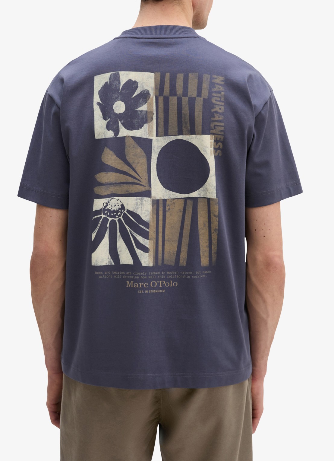Marc O'Polo Jersey T-shirt met logo- en backprint - achterkant 5 faded blue/0363