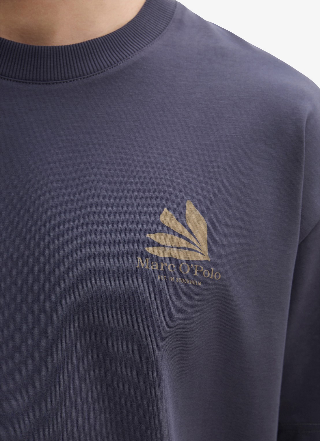 Marc O'Polo Jersey T-shirt met logo- en backprint - detail 2 faded blue/0363