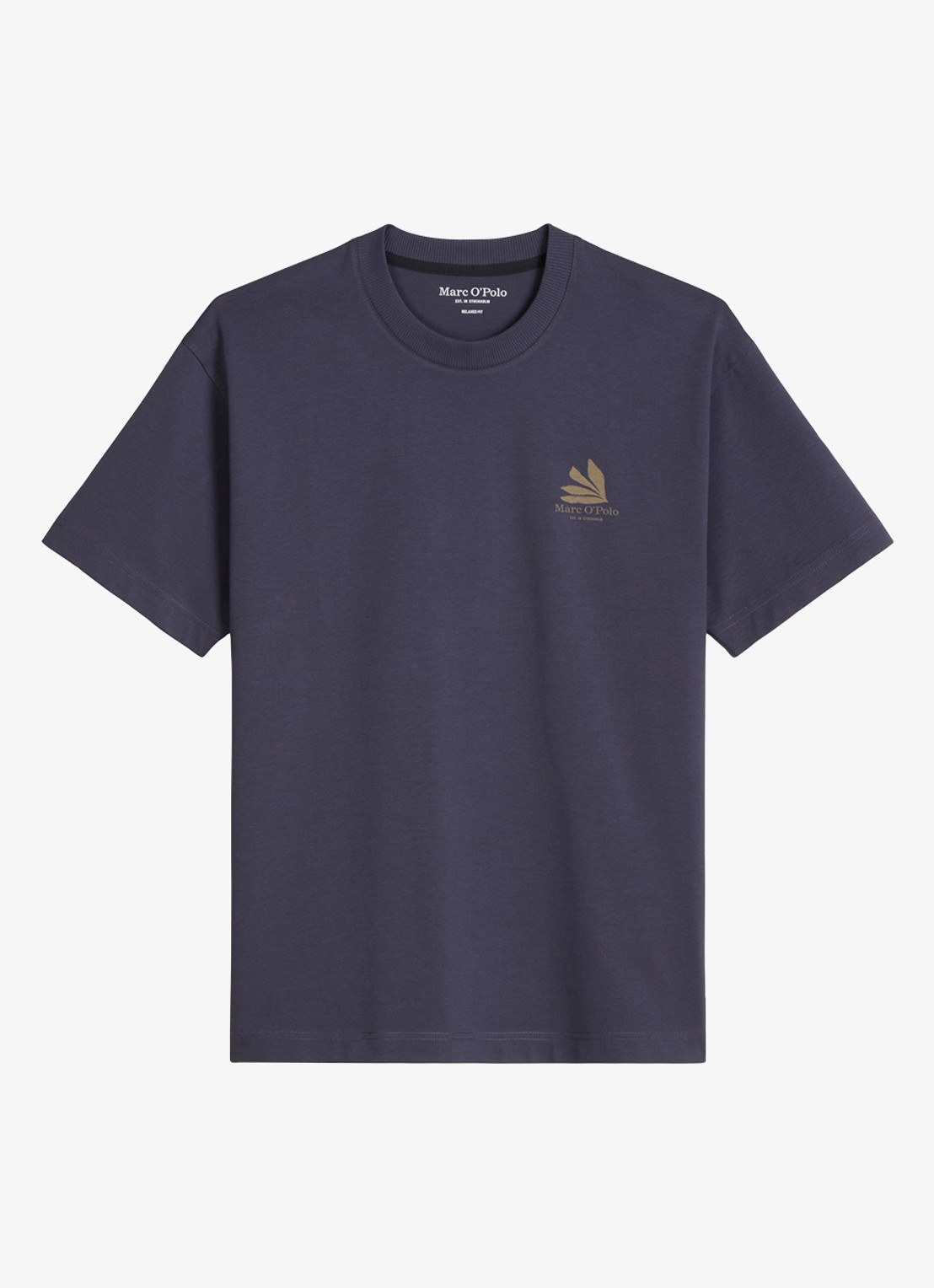 Marc O'Polo Jersey T-shirt met logo- en backprint - voorkant 3 faded blue/0363