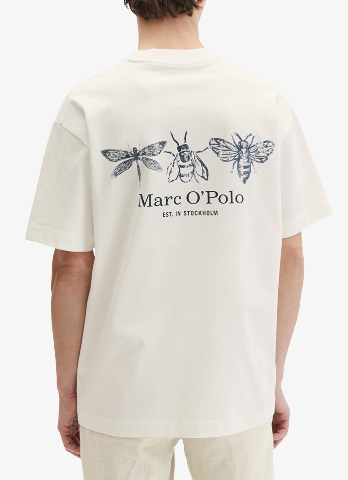 Marc O'Polo Jersey T-shirt met logo- en backprint - achterkant silky white/1183