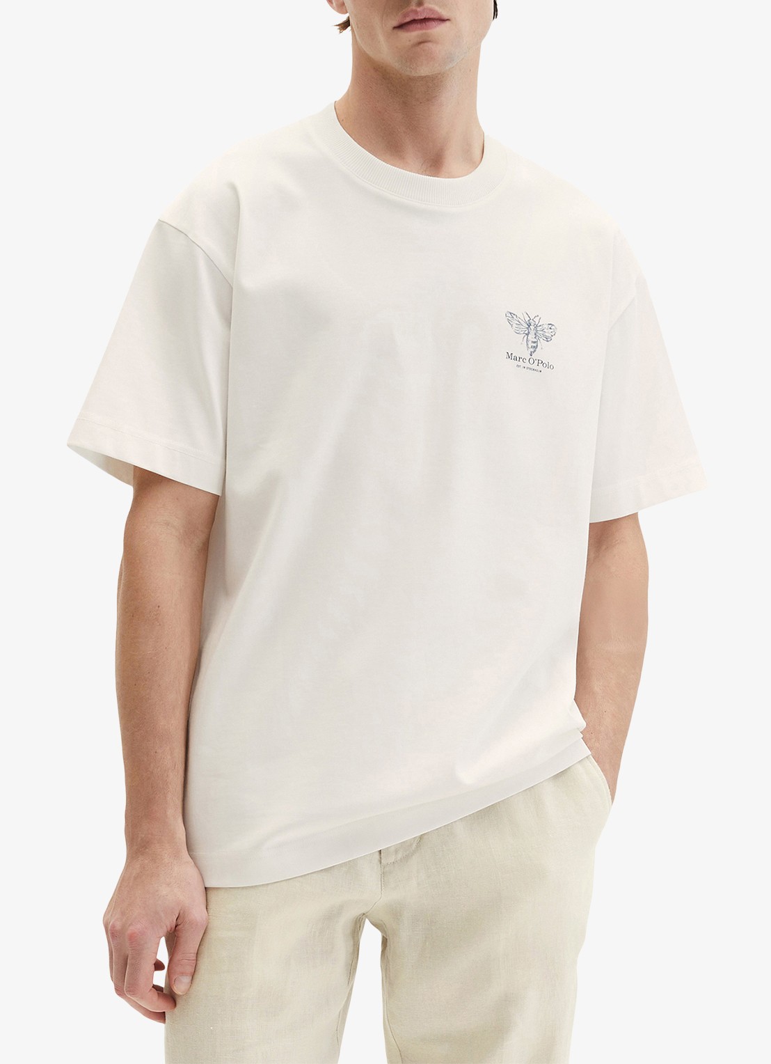 Marc O'Polo Jersey T-shirt met logo- en backprint - detail 4 silky white/1183