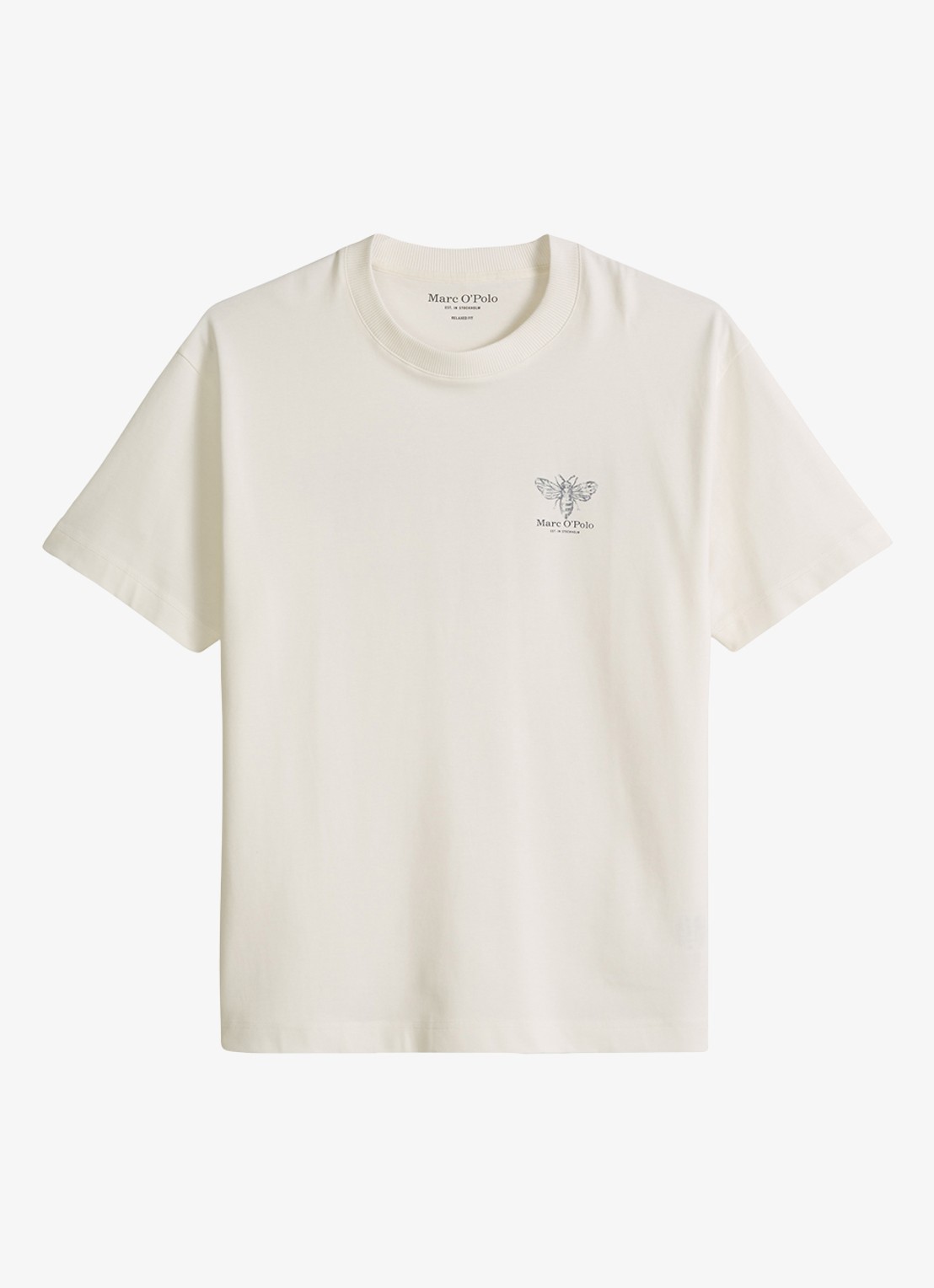 Marc O'Polo Jersey T-shirt met logo- en backprint - voorkant 2 silky white/1183