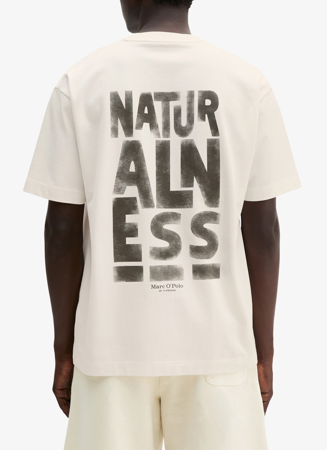 Marc O'Polo Jersey T-shirt met logo- en backprint  - achterkant 5 silky white/1183