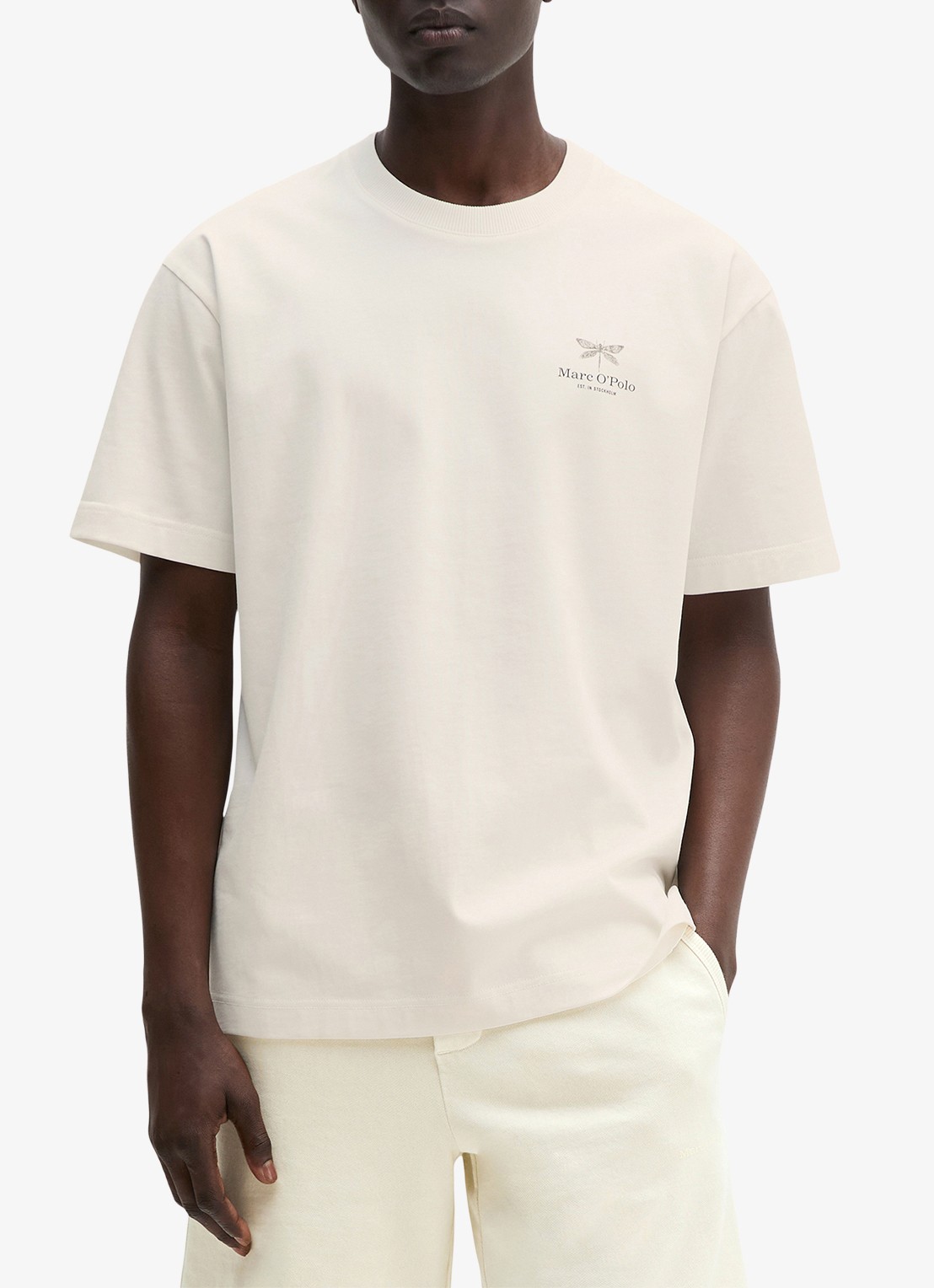 Marc O'Polo Jersey T-shirt met logo- en backprint  - detail 3 silky white/1183