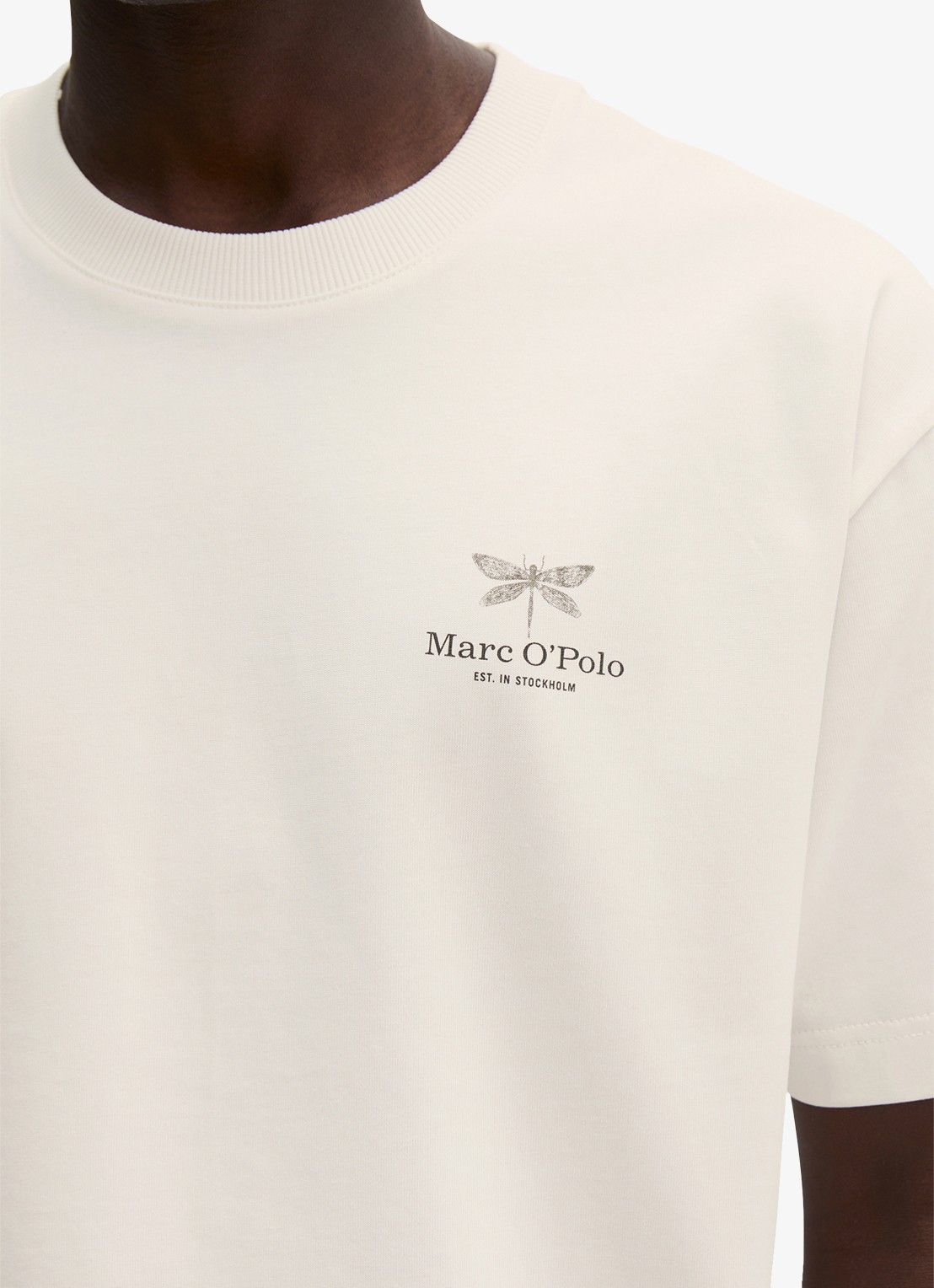 Marc O'Polo Jersey T-shirt met logo- en backprint  - detail 4 silky white/1183