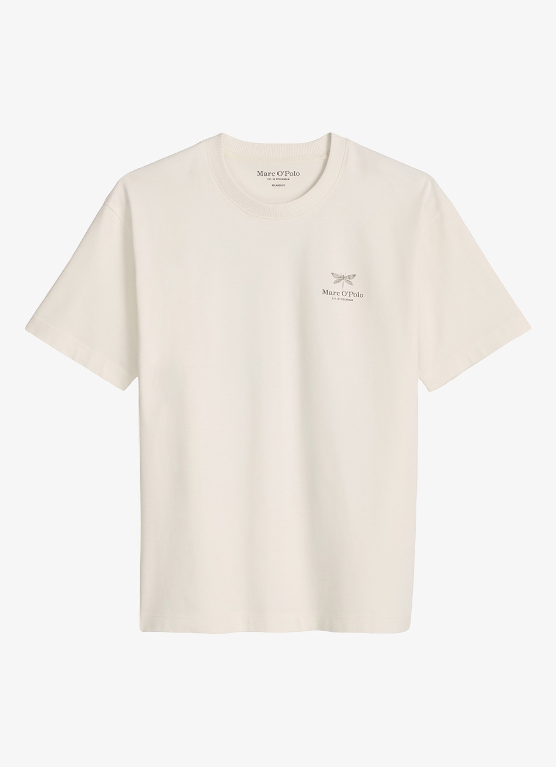 Marc O'Polo Jersey T-shirt met logo- en backprint  - voorkant silky white/1183