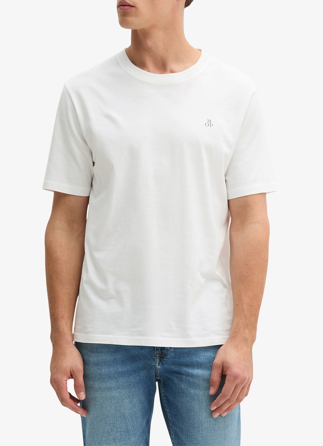 Marc O'Polo Jersey T-shirt met logo - detail 4 white/0163