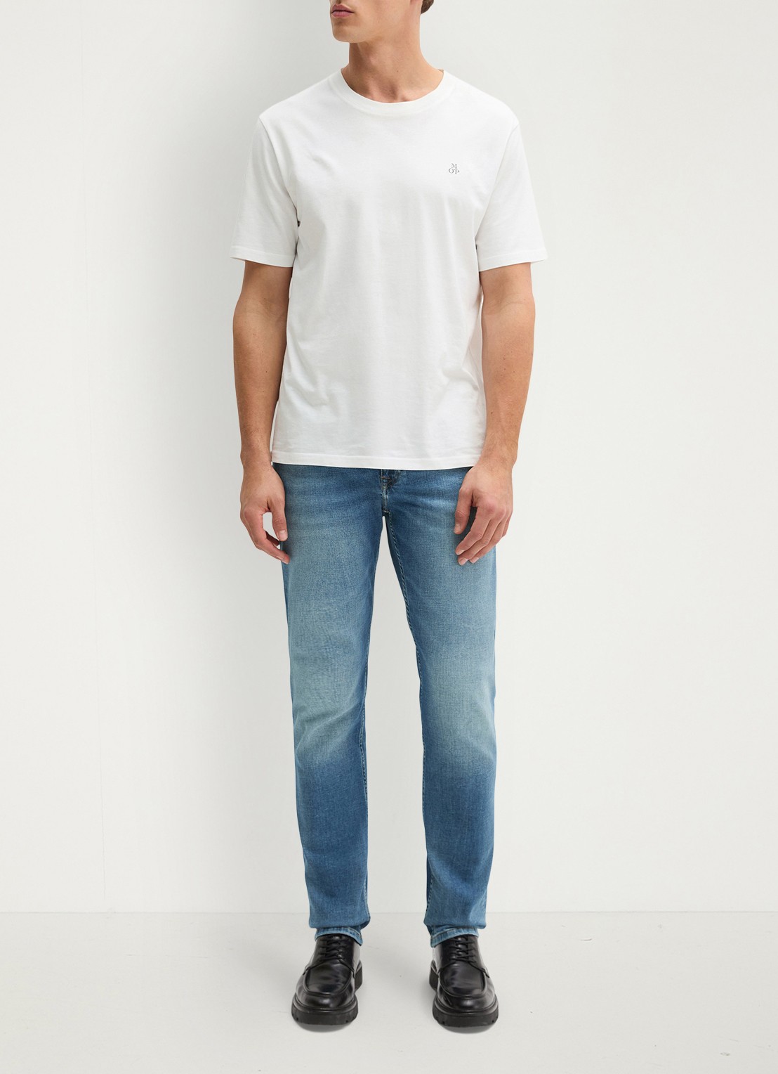 Marc O'Polo Jersey T-shirt met logo - voorkant 3 white/0163