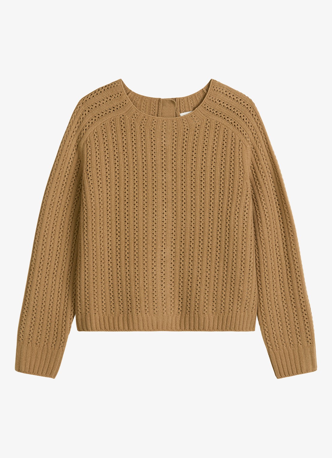 Marc O'Polo Kabelgebreide pullover met sierknopen - voorkant zand