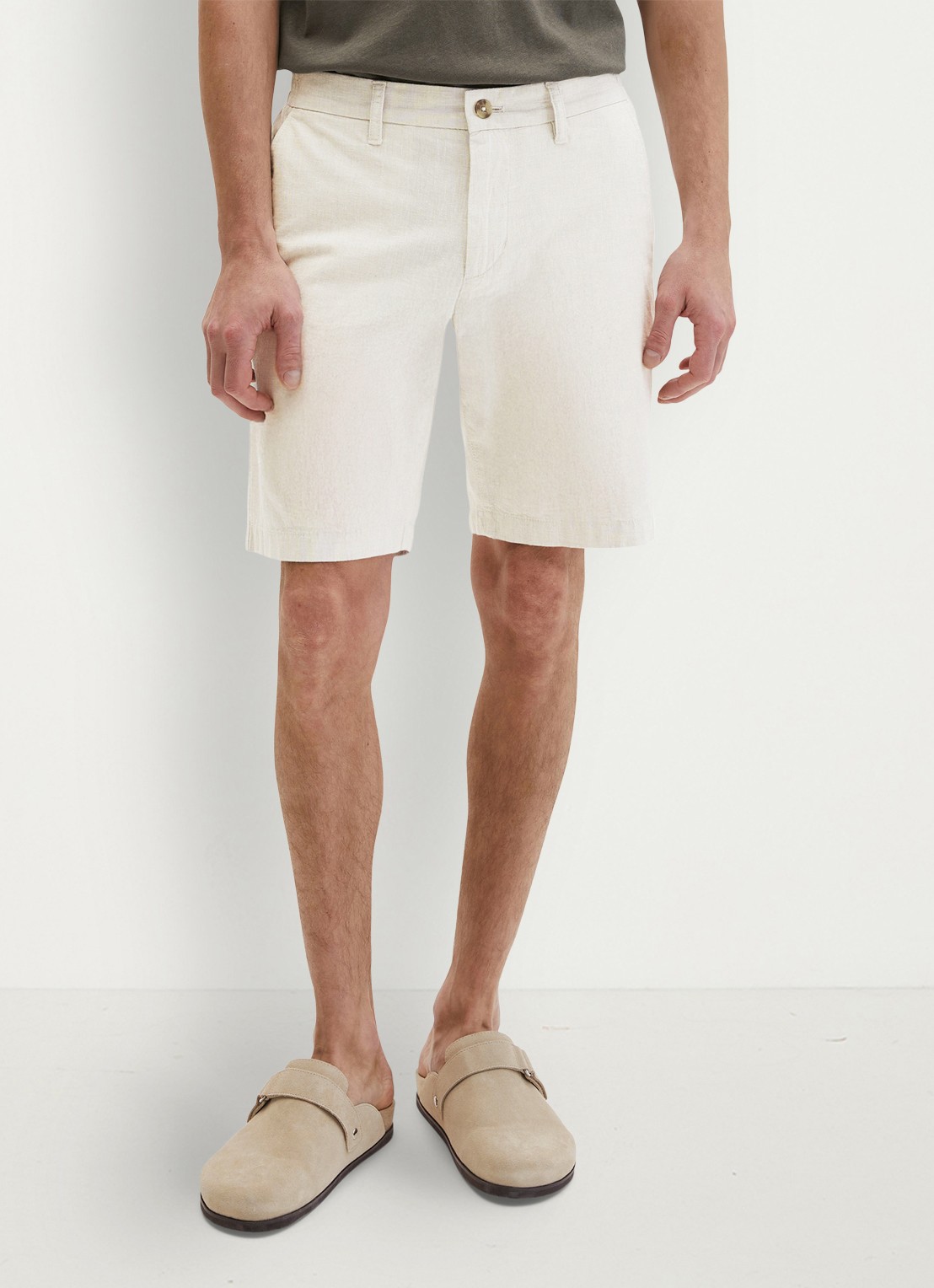 Marc O'Polo Korte broek in linnenblend - detail 4 beige