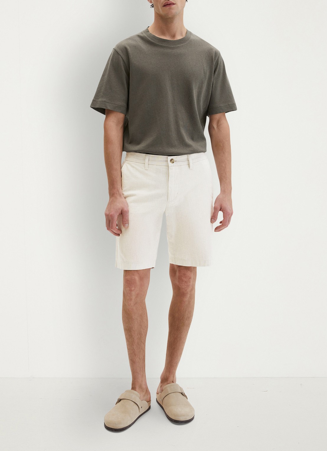Marc O'Polo Korte broek in linnenblend - voorkant 2 beige